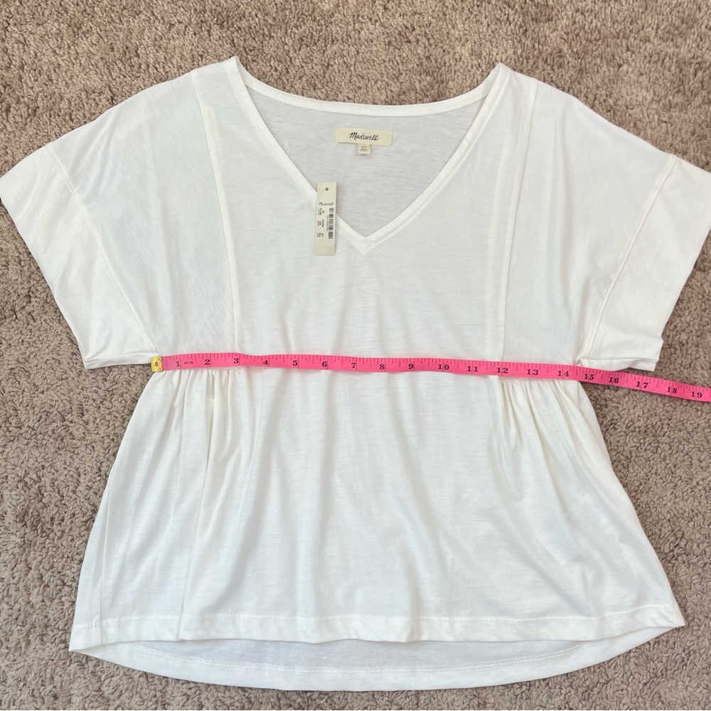 Madewell Supima Cotton Flutter-Sleeve Tee Shirt Top in Lighthouse Size XS NEW - Picture 11 of 13